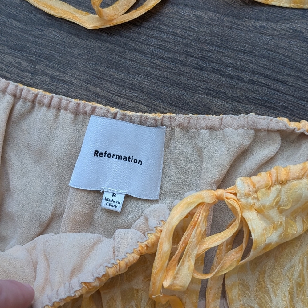 Reformation Valeria Sunflowers Two-Piece Skirt Swimsuit Coverup Set Size 8 - Picture 7 of 10
